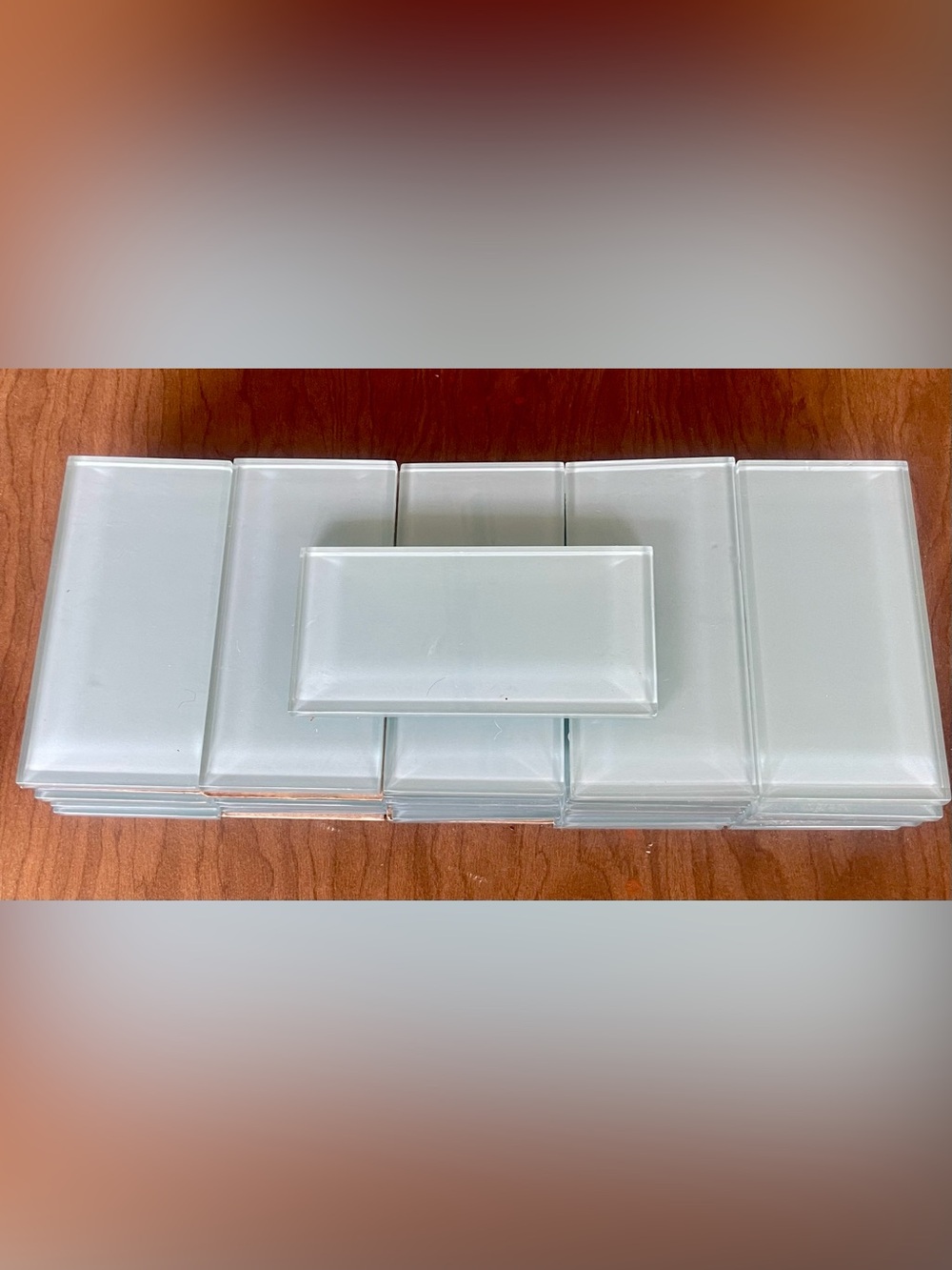 31 Seafoam Green Glass Rectangular 3” x 6” Tiles - Glossy Subway Style